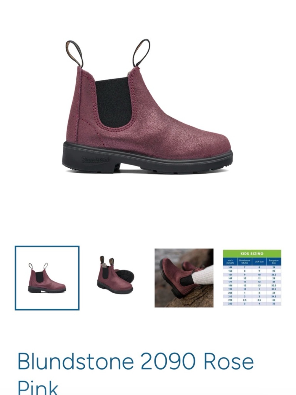 Blundstone Kids Chelsea Boot in Rose Shimmer